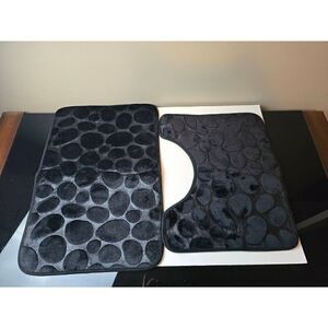 Bath Mat Set 2pc Black Pebble
